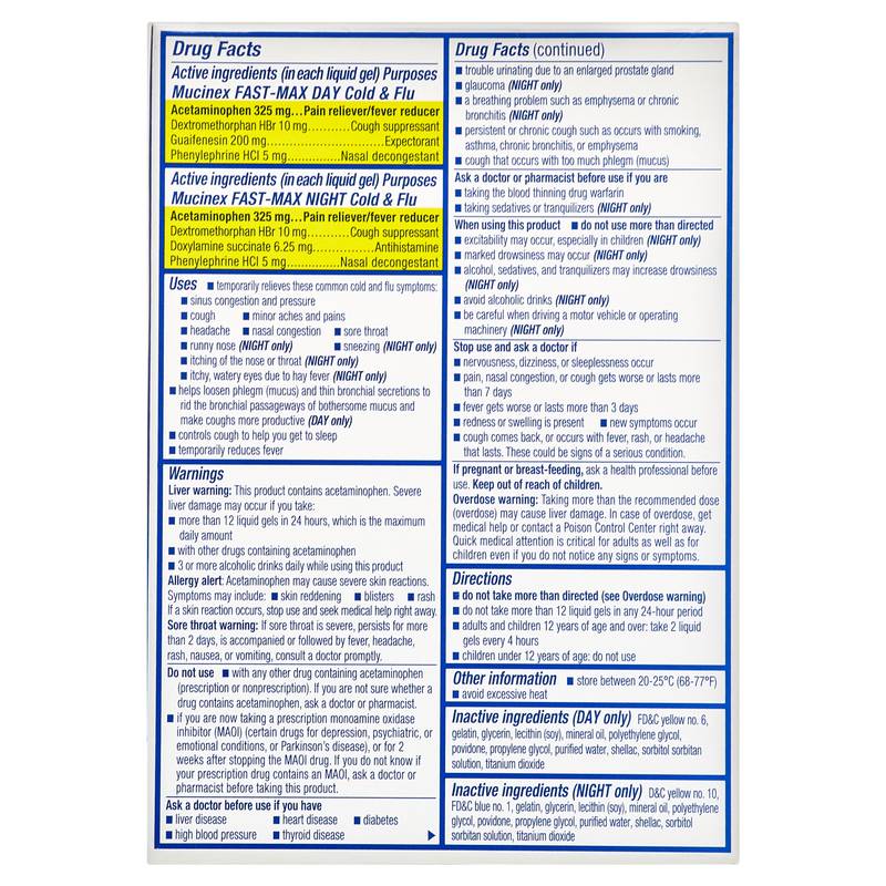 Mucinex Fast-Max Day Night Cold & Flu Liquid Gels 24ct