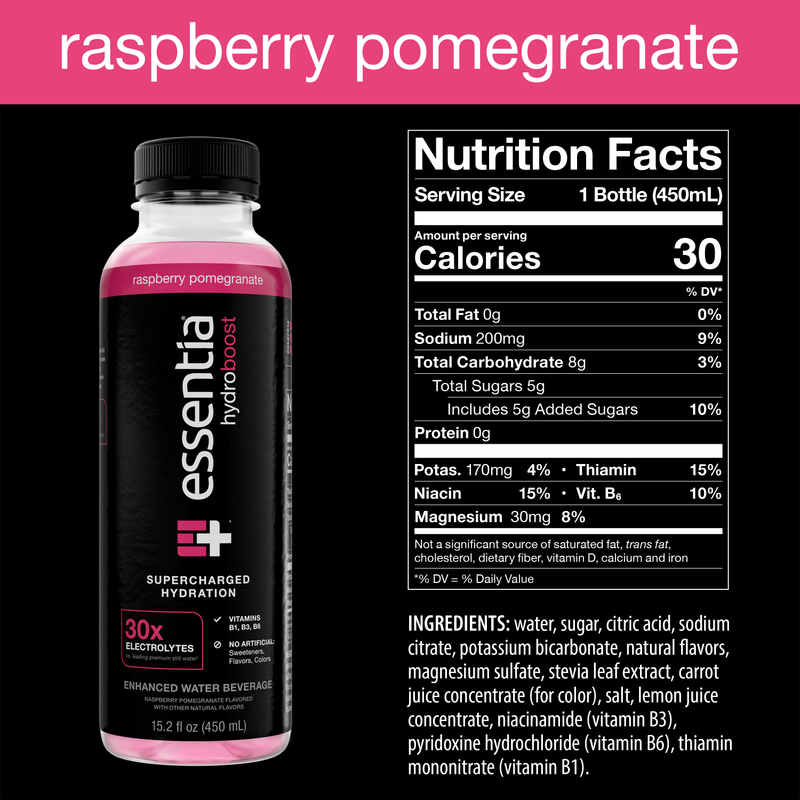 Essentia Hydroboost Raspberry Pomegranate 15.2oz Btl