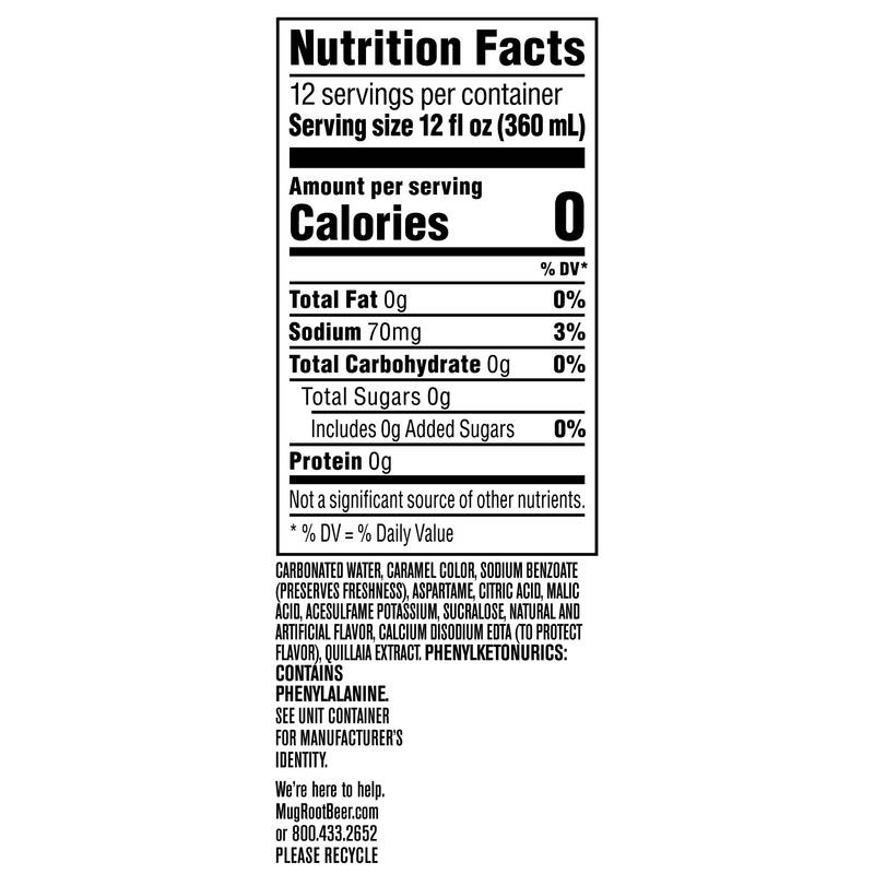 Mug Zero Sugar Soda Root Beer 12pk 12oz Can