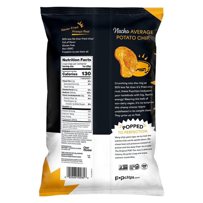 Popchips Nacho Popped Potato Chips, 5 oz
