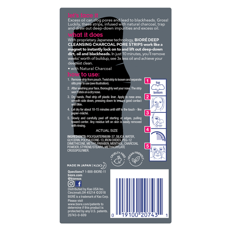 Biore Charcoal Deep Cleansing Pore Strips 6ct
