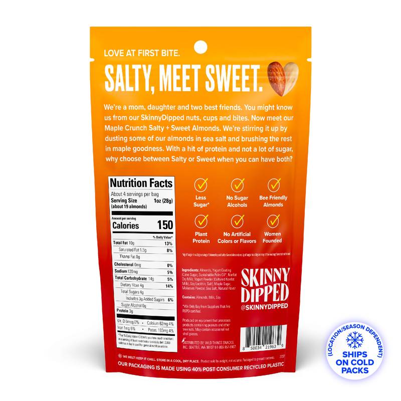 SkinnyDipped Maple Crunch Almonds, 4oz
