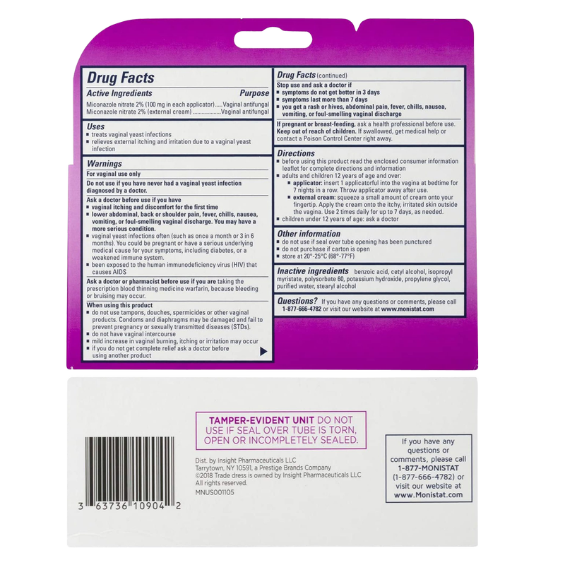 Monistat 7-Day Cure & Itch Yeast Infection Treatment Cream