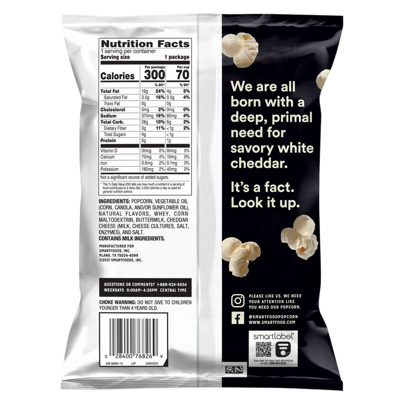 Smartfood Popcorn White Cheddar, 1.875oz