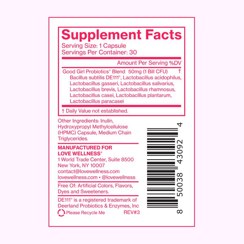 Love Wellness Good Girl Probiotics Vaginal Probiotic 30ct