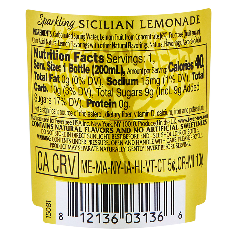 Fever-Tree Sparkling Sicilian Lemonade 4pk 200ml Glass Bottle