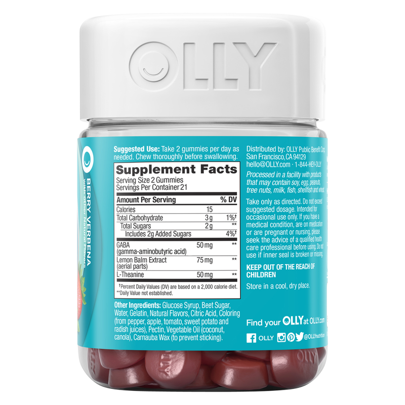 OLLY Goodbye Stress Gummies Berry Verbena 42ct