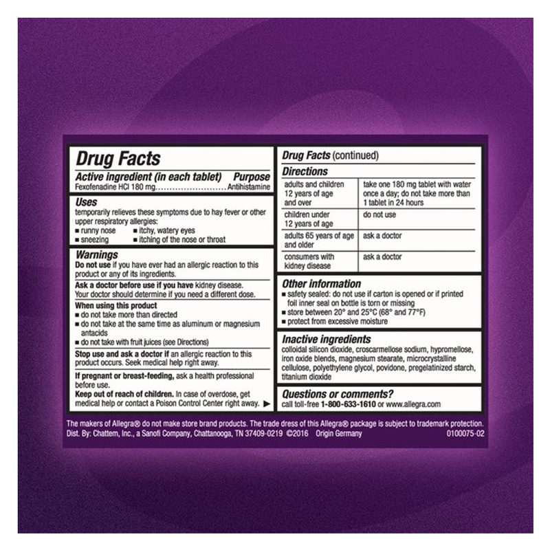 Allegra 24Hour Non-Drowsy Allergy Relief Tablets 30ct