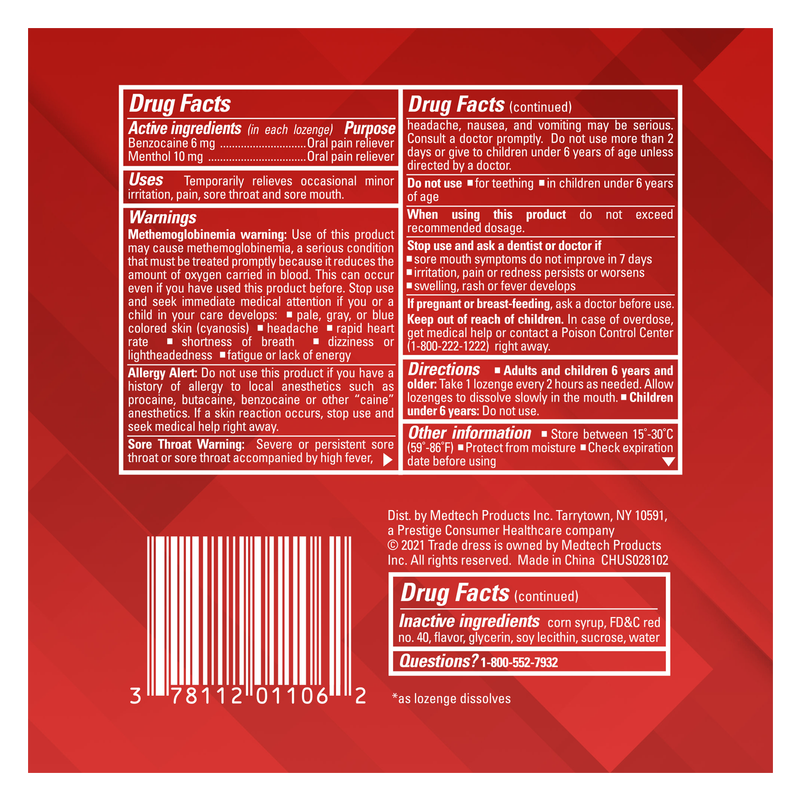 Chloraseptic Sore Throat Lozenges Cherry 18ct