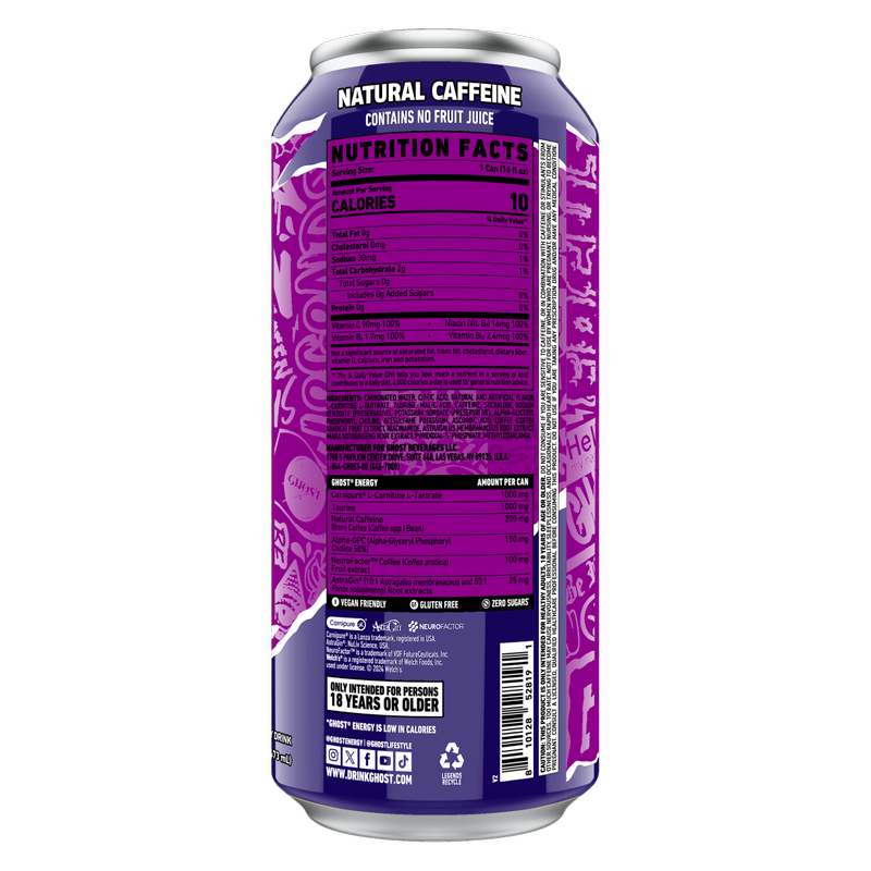 GHOST Energy Welch's Grape 16oz Can