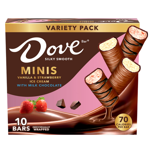 Dove Minis Vanilla & Strawberry Ice Cream Bars, 10ct