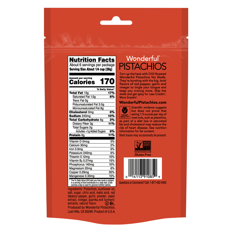 Wonderful Chili Roasted No Shell Pistachio 5.5oz