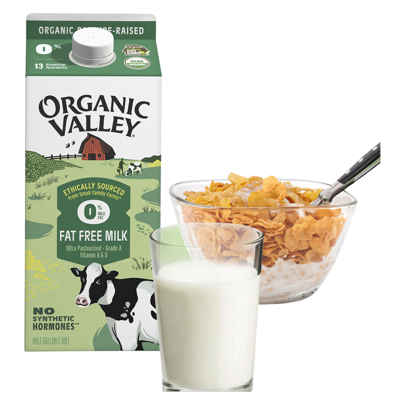 Organic Valley Fat Free Milk 1/2 Gallon CA