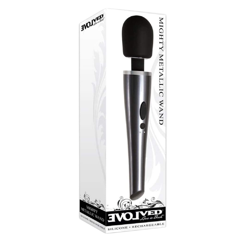 Evolved Mighty Metallic Wand Body Massager Black