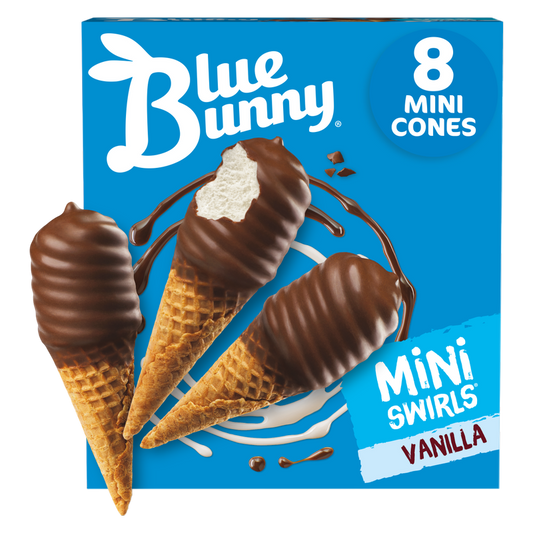 Blue Bunny Vanilla Mini Swirls Dipped Cones 8ct