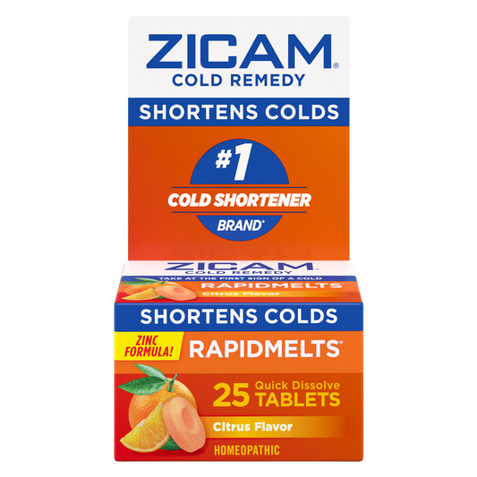 Zicam Zinc Cold Remedy RapidMelts Quick-Dissolve Tablets Citrus Flavor 25ct