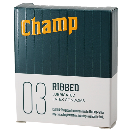 Champ Ribbed Condoms 3ct