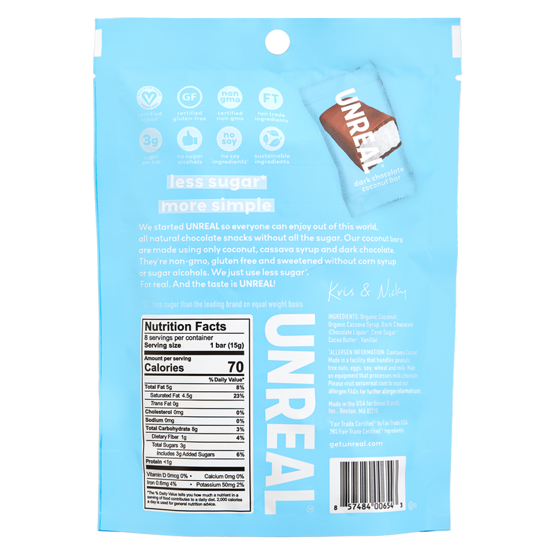 Unreal Dark Chocolate Coconut Bars 4.2oz