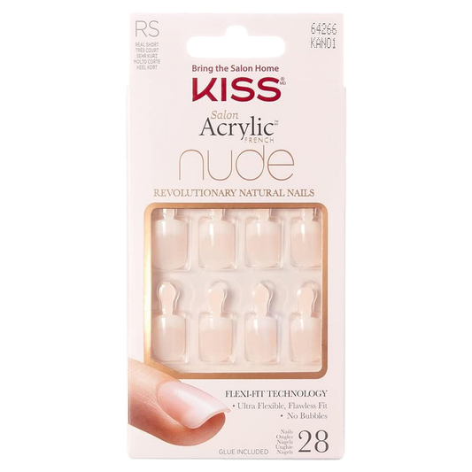 Kiss Salon Acrylic Nude French False Nails, Breathtaking, 28 ct