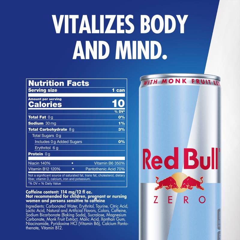 Red Bull Zero Energy Drink 4pk 12oz Can- XL