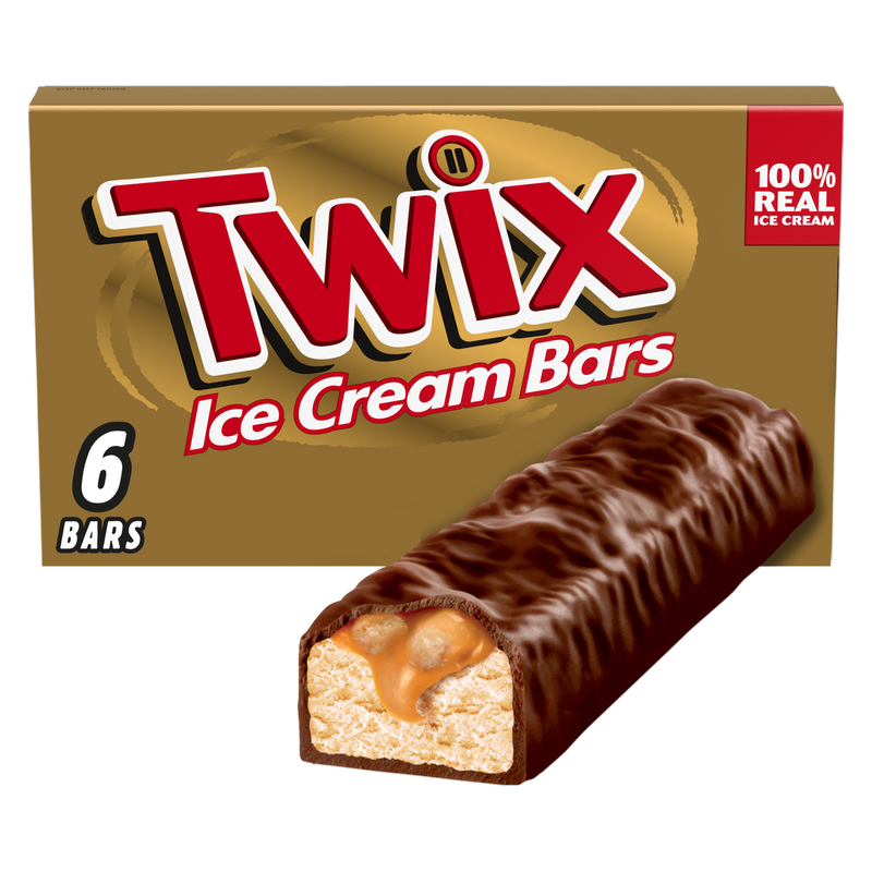 TWIX Caramel Vanilla Milk Chocolate Ice Cream Bars, 6ct