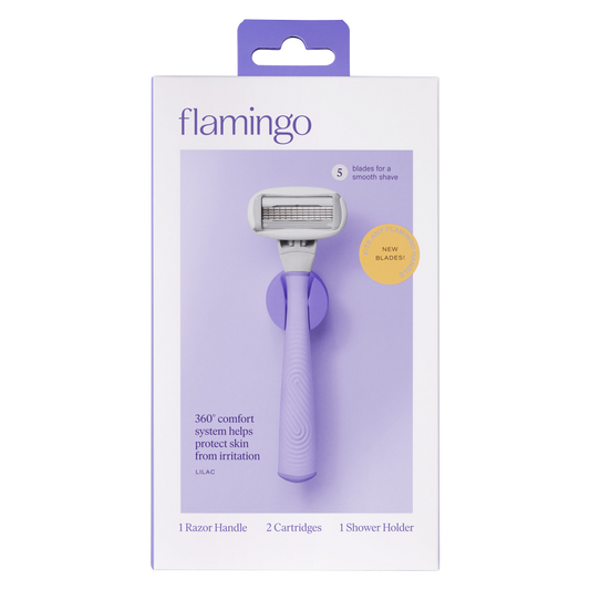 Flamingo Women's Lilac 5-Blade Razor with Replacement Blade Cartridge