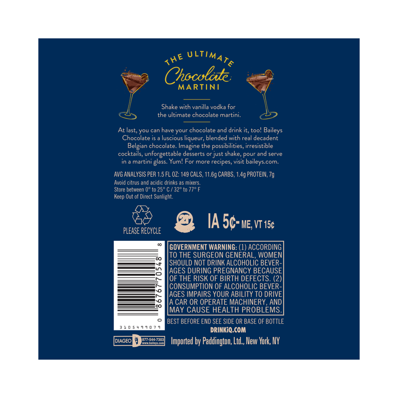 Baileys Chocolate Liqueur 750ml (31.4 Proof)