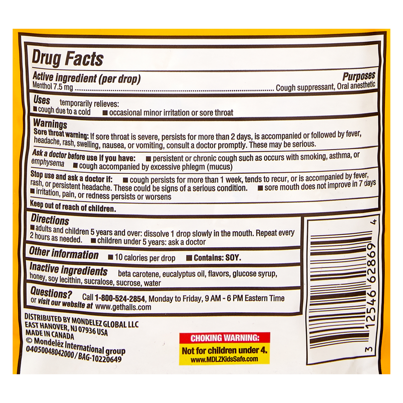 Halls Honey Lemon Cough Drops 30ct