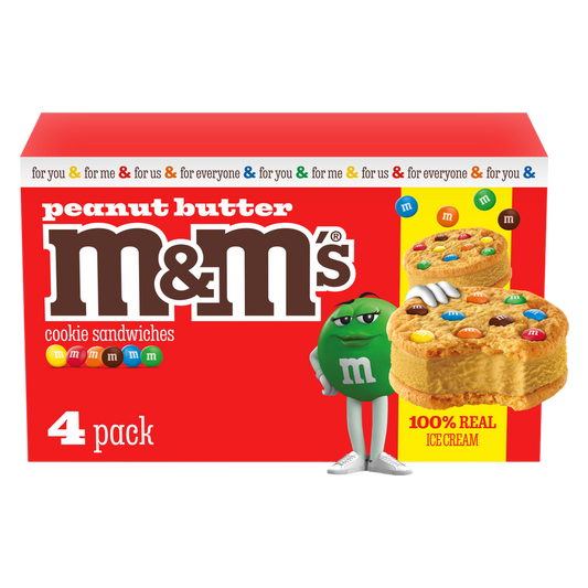 M&M'S Peanut Butter Ice Cream Cookie Sandwiches, 4ct