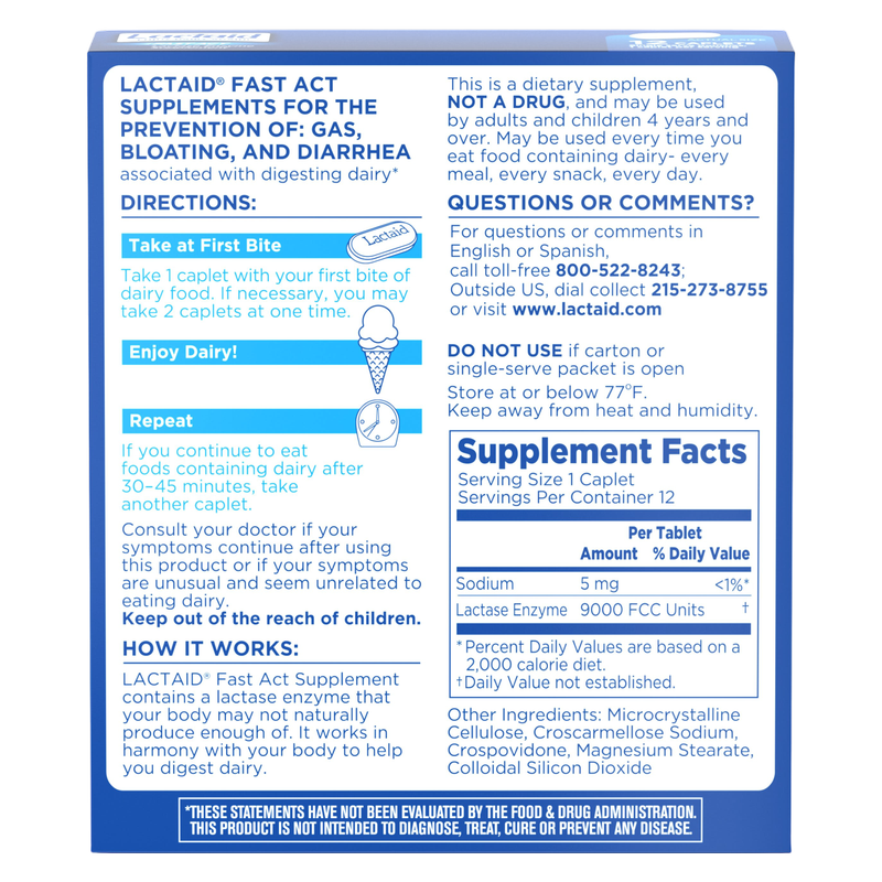 Lactaid Fast Act Caplets 12ct