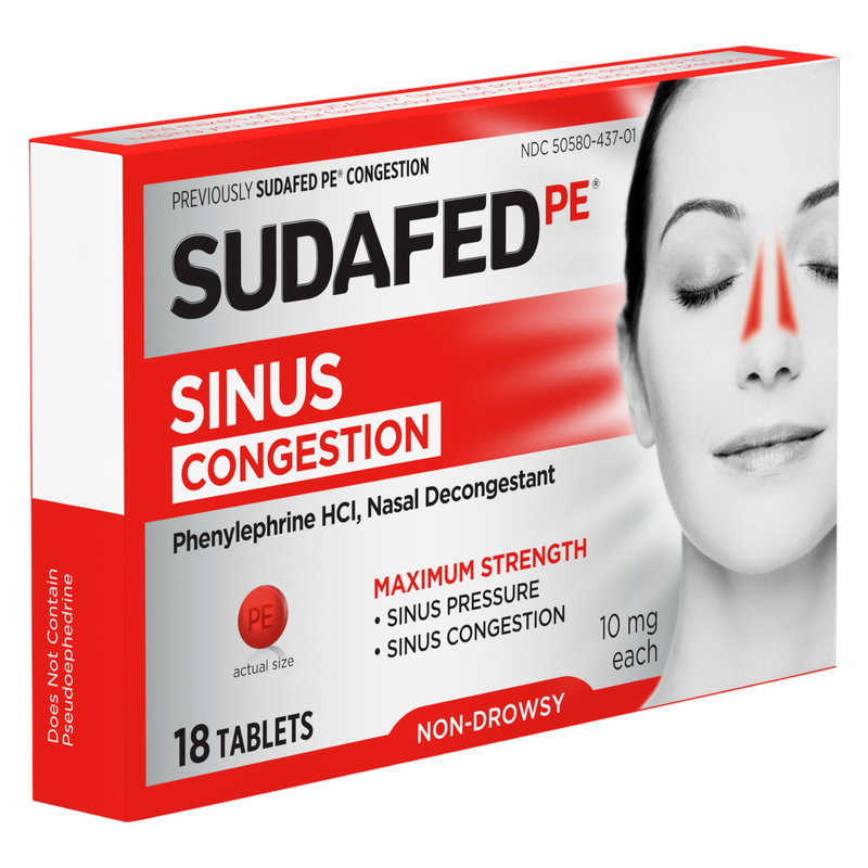 Sudafed PE Maximum Strength Sinus Pressure & Congestion Relief 18ct