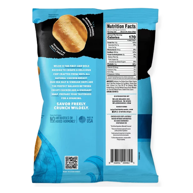 WILDE Sea Salt & Vinegar Protein Chips, 1.34oz