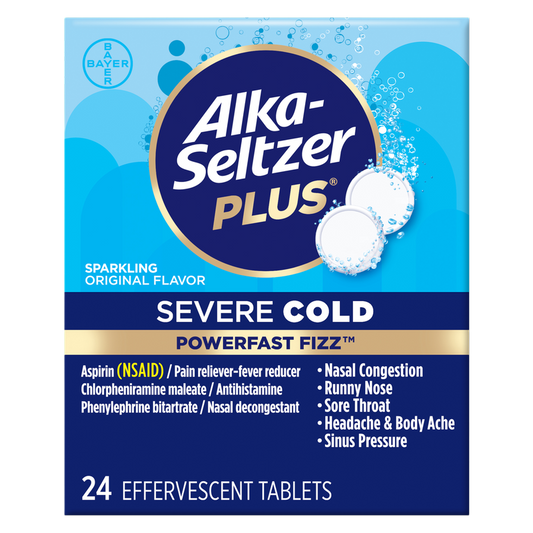 Alka-Seltzer Plus Powerfast Fizz Severe Cold Sparkling Original 24ct