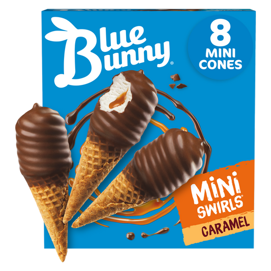 Blue Bunny Caramel Mini Swirls Dipped Cones 8ct