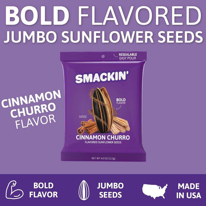 SMACKIN' Cinnamon Churro Sunflower Seeds, 4oz