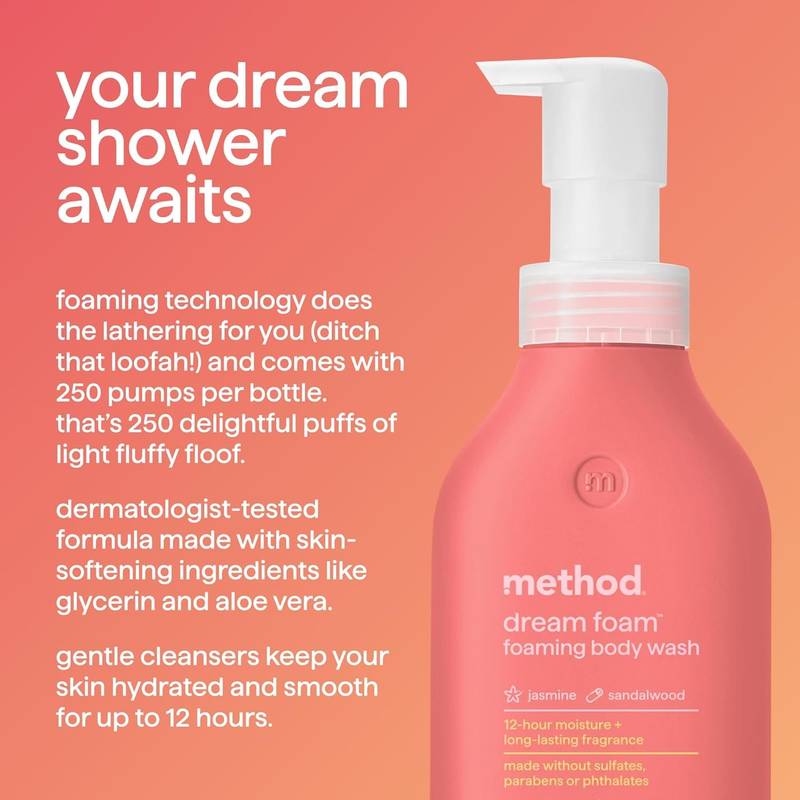 Method Foaming Body Wash, Jasmine & Sandlewood, 13.5oz