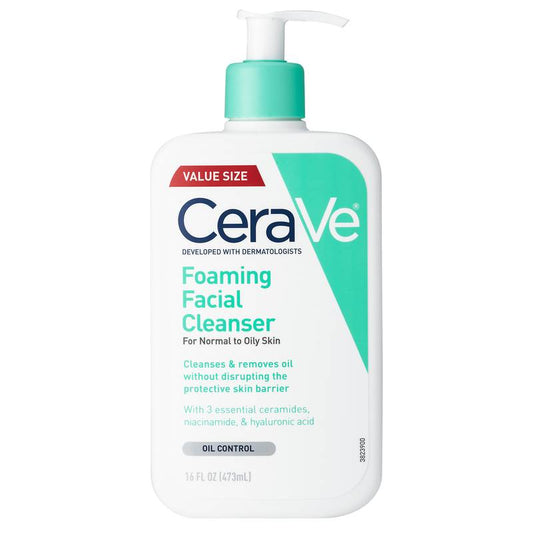 CeraVe Foaming Face Wash with Hyaluronic Acid and Niacinamide for Oily Skin, 16 Fl Oz