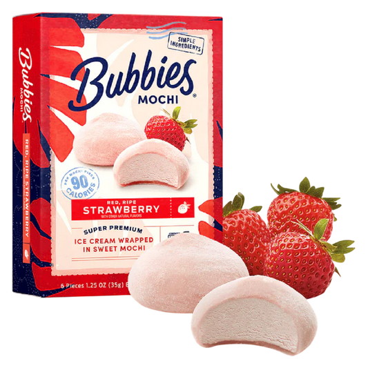 Bubbies Strawberry Mochi Ice Cream, 6ct