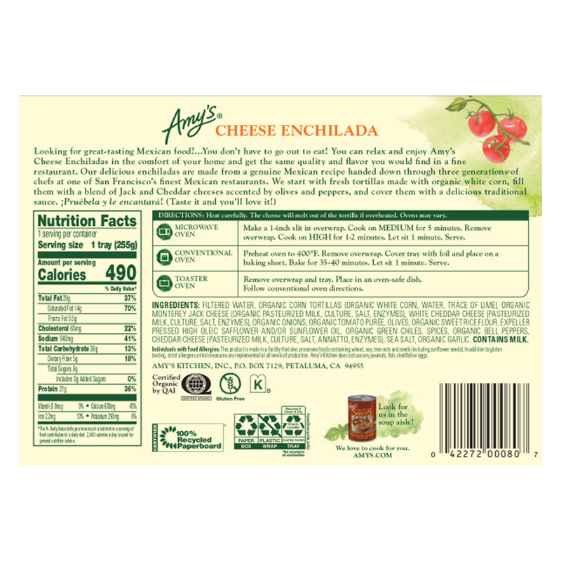 Amy's Kitchen Cheese Enchilada 9oz