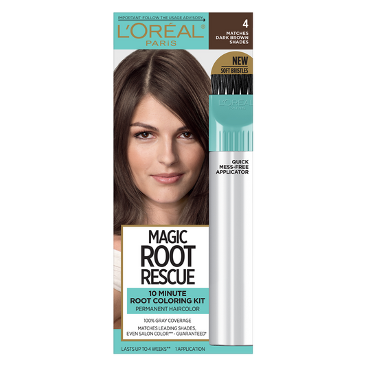 L'Oreal, Magic Root Rescue 10 Minute Root Coloring Kit, 4 Dark Brown, 1 Application