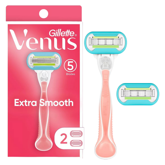 Gillette Venus Extra Smooth Pink Women's Razor Handle + 2 Blade Refills