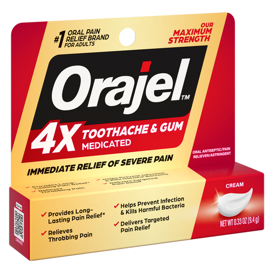 Orajel 4X for Toothache Gum Pain: Severe Cream Tube 0.33oz