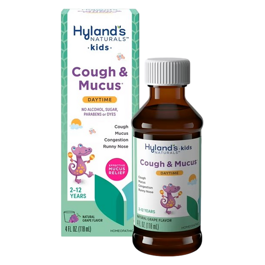 Hyland's Kids Cough & Mucus, Ages 2-12, Daytime, Grape, 4 fl oz