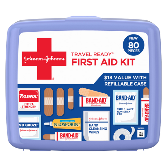 Johnson & Johnson Travel Ready First Aid Kit, 80 Pieces