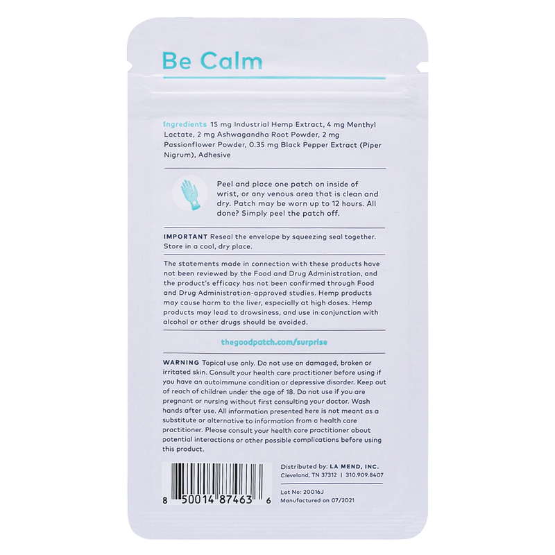 The Good Patch Be Calm Hemp Patch 4 Pack