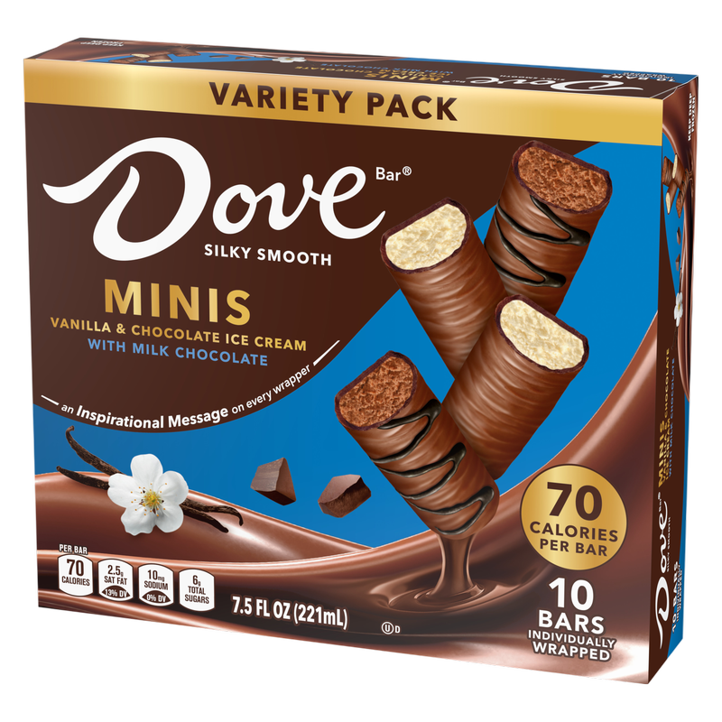Dove Minis Vanilla & Milk Chocolate Ice Cream Bars, 10ct