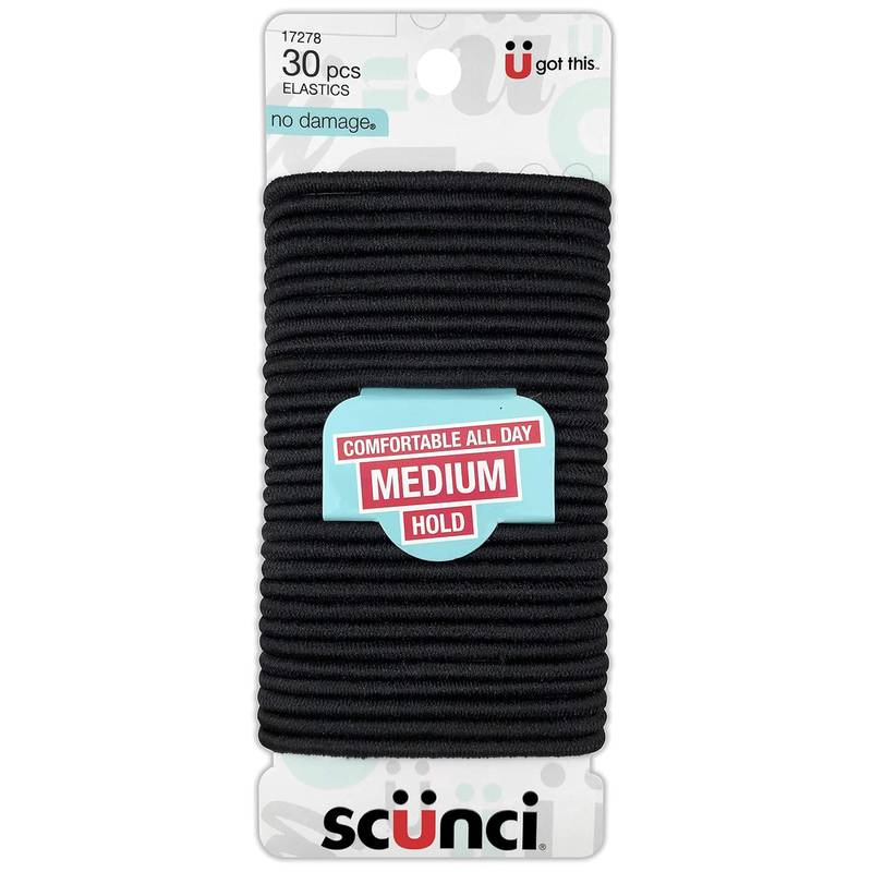 Scunci 30-Pc. No Damage Black Hair Elastics