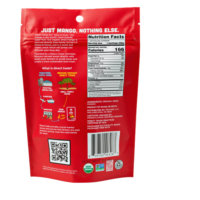 Mavuno Harvest Organic Unsweetened Dried Mango, 2oz