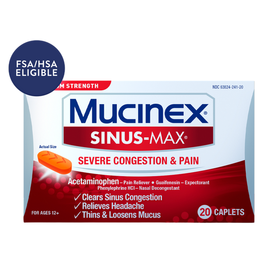 Maximum Strength Mucinex Sinus-Max Severe Congestion Relief Caplets, 20 Count