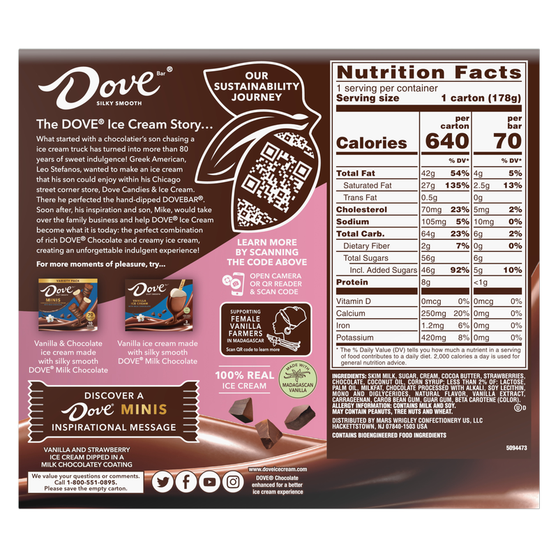 Dove Minis Vanilla & Strawberry Ice Cream Bars, 10ct